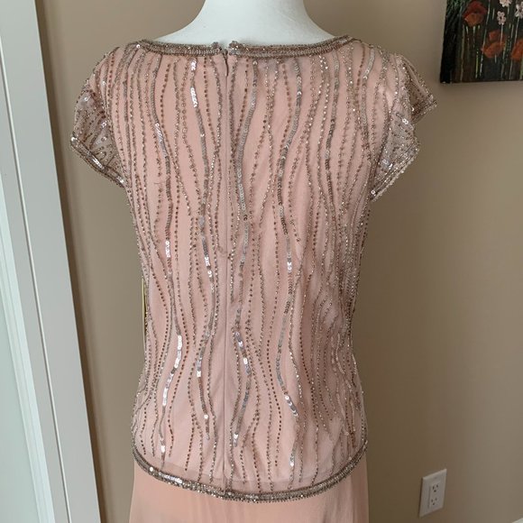NWT JKara Pink Embellished Cap Sleeve Full Length Formal Dress 12 - Picture 3 of 6